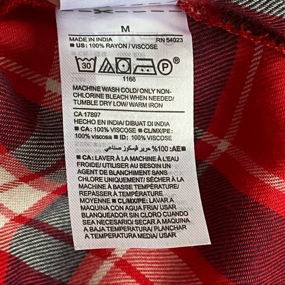 Old Navy Button Down Tunic Red Flannel Shacket Shirt - Picture 7 of 8